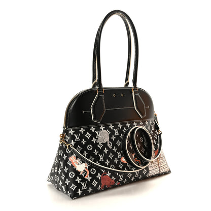 Louis Vuitton Calfskin Catogram Alma Souple MM Black 3 of 8