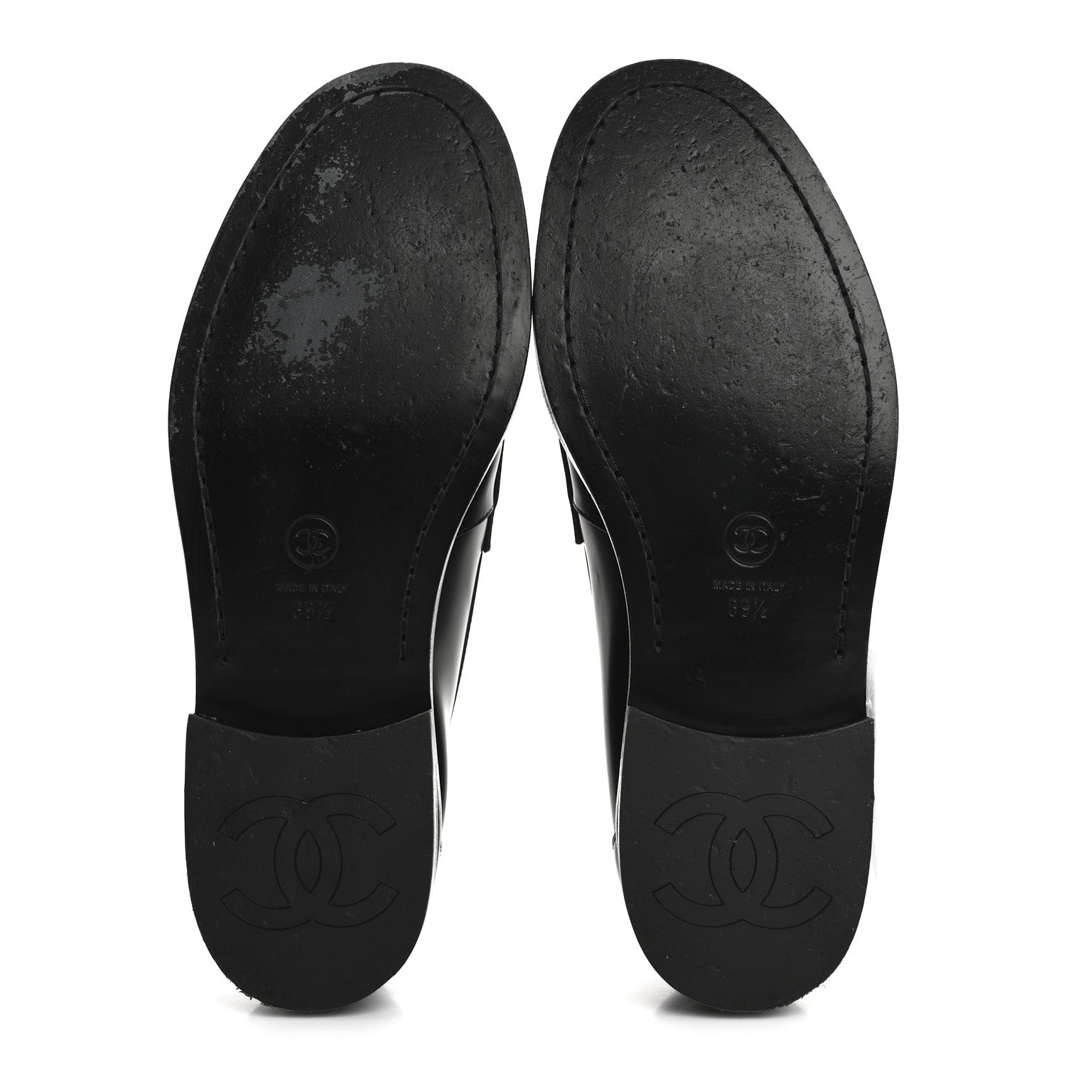Chanel Shiny Calfskin CC Loafers Black White 39.5 Black White 6 of 9