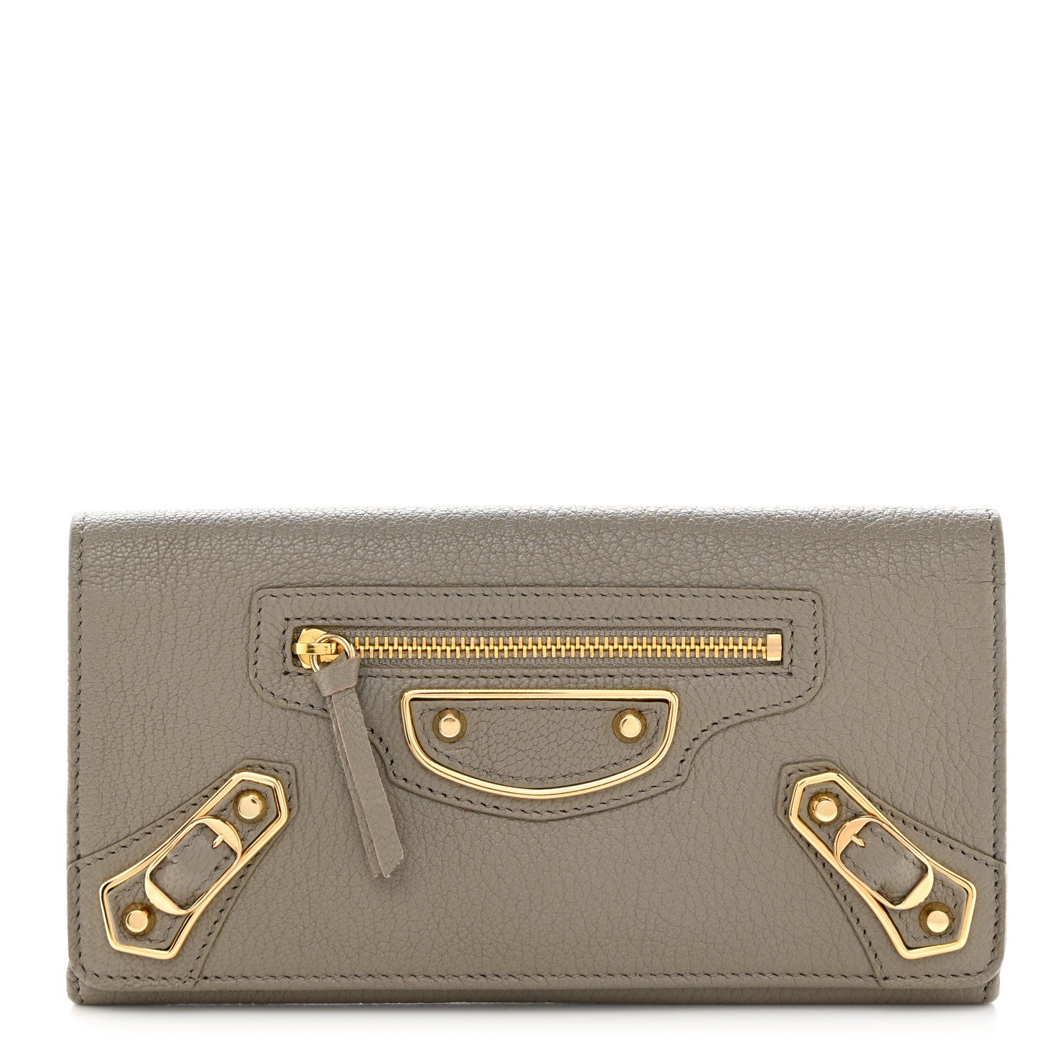 Balenciaga Chevre Gold Metallic Edge Hardware Zip Around Wallet Gris Taupe 1 of 8