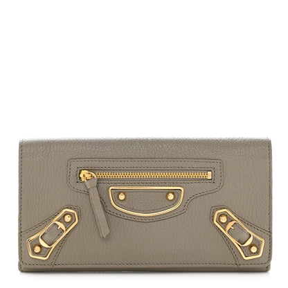 Balenciaga Chevre Gold Metallic Edge Hardware Zip Around Wallet Gris Taupe 1 of 8