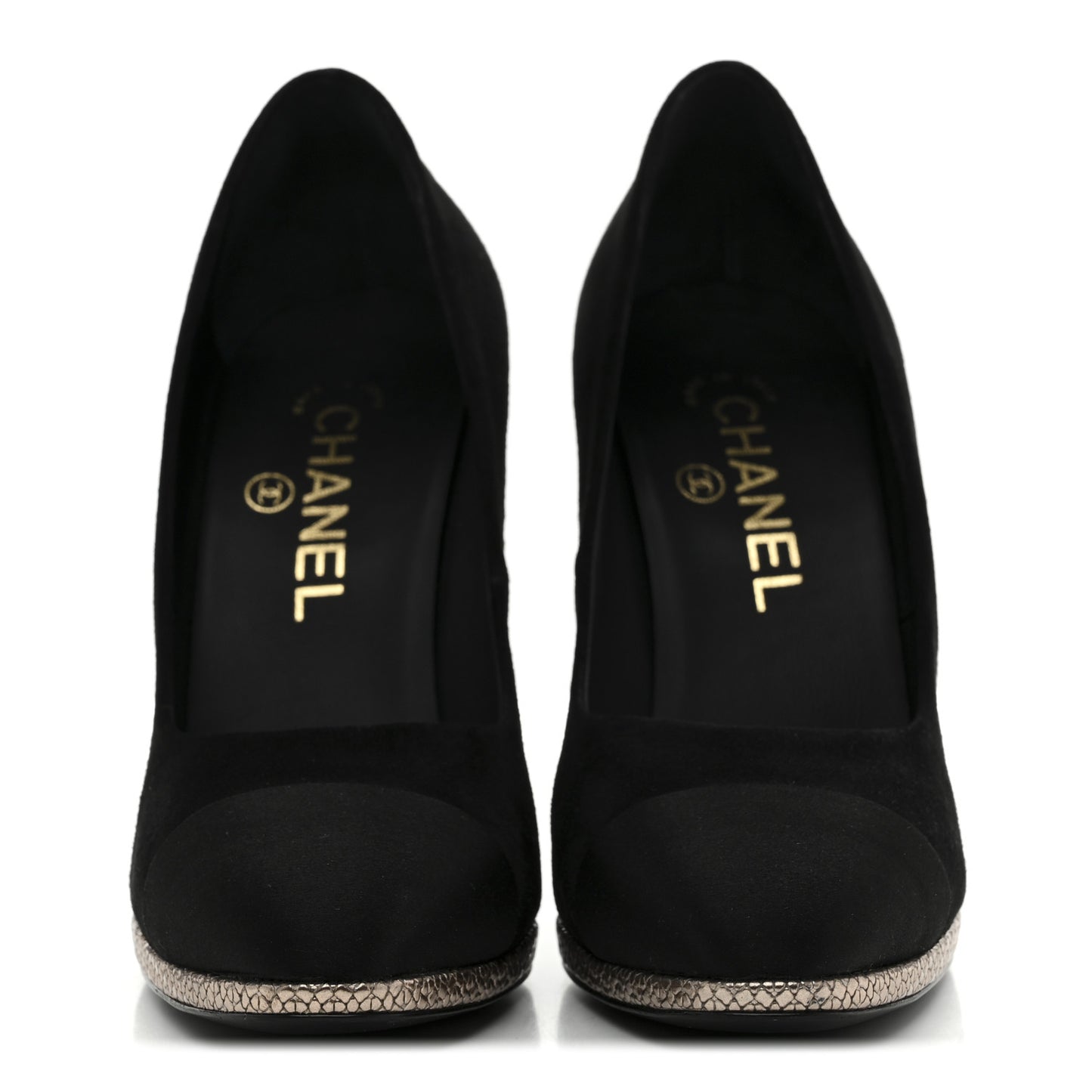 Suede Calfskin Satin Cap Toe CC Pumps 37 Black