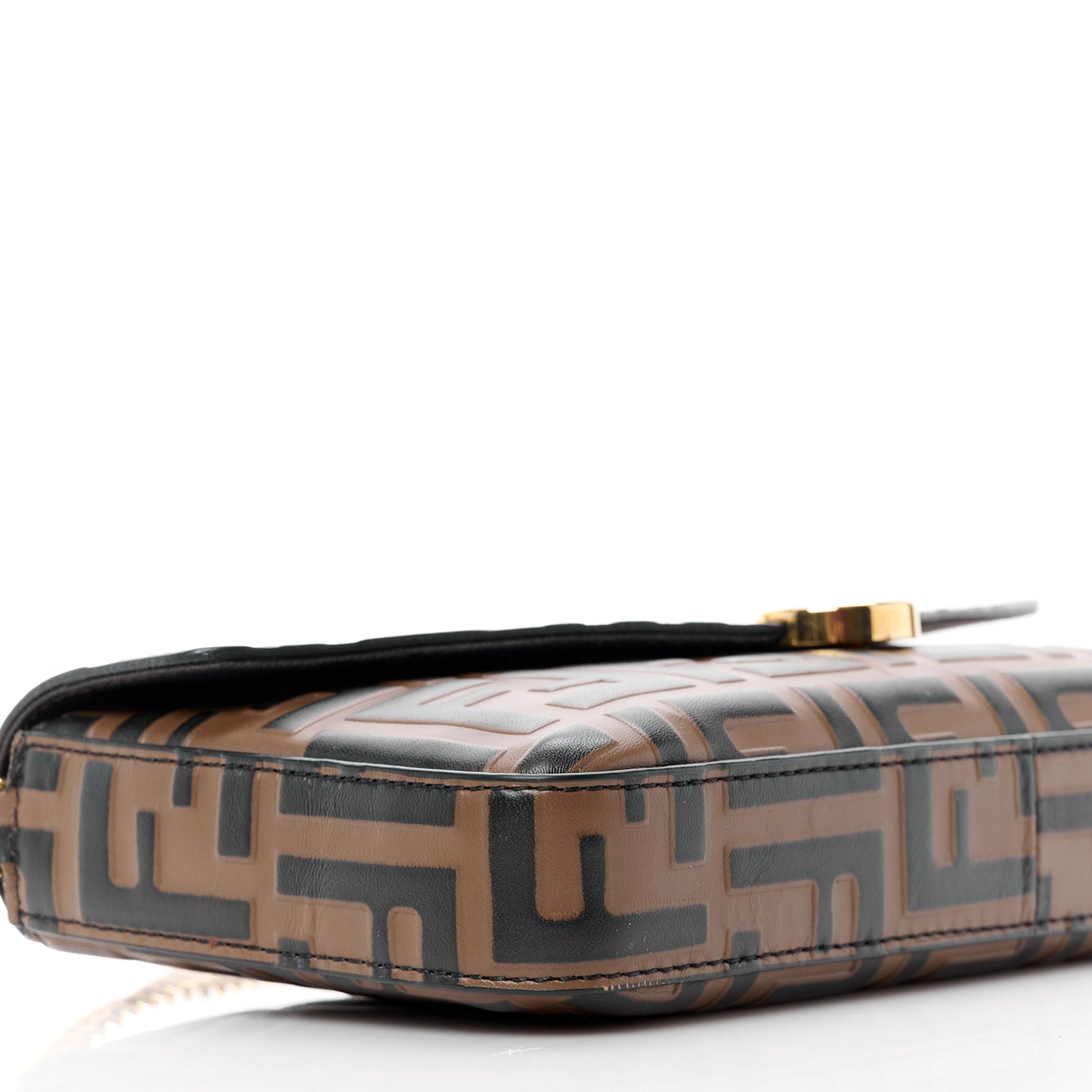 Vitello Soft F is Fendi Bi-Color FF 1974 Embossed Envelope Wallet On Chain with Pouches Maya Black