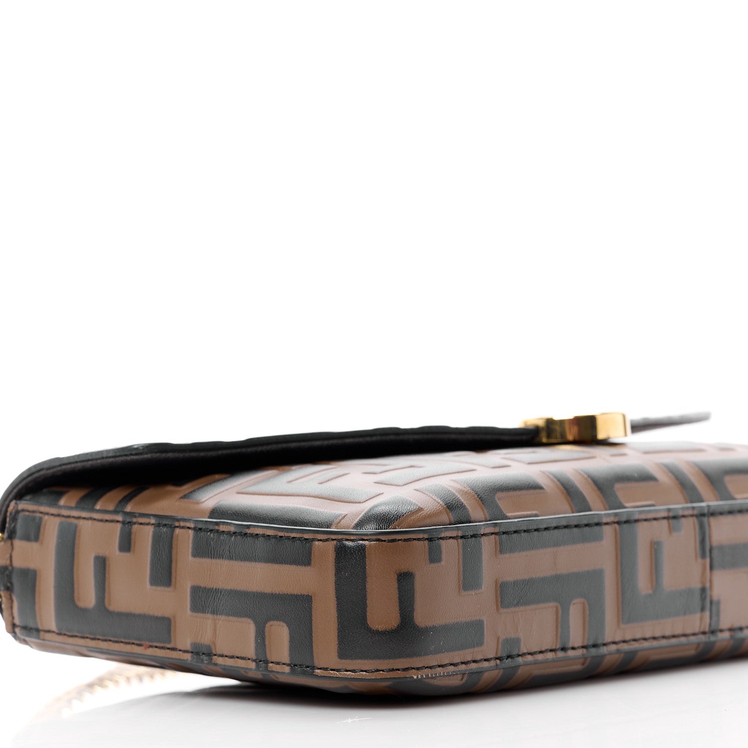 Fendi Vitello Soft F is Fendi Bi-Color FF 1974 Embossed Envelope Wallet On Chain with Pouches Maya Black 15 of 18