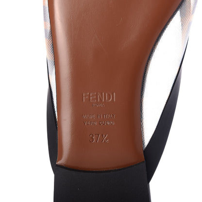 Fendi Technical Mesh Vitello FF Colibri Flat Mules 37.5 Tobacco Moro Black 8 of 9