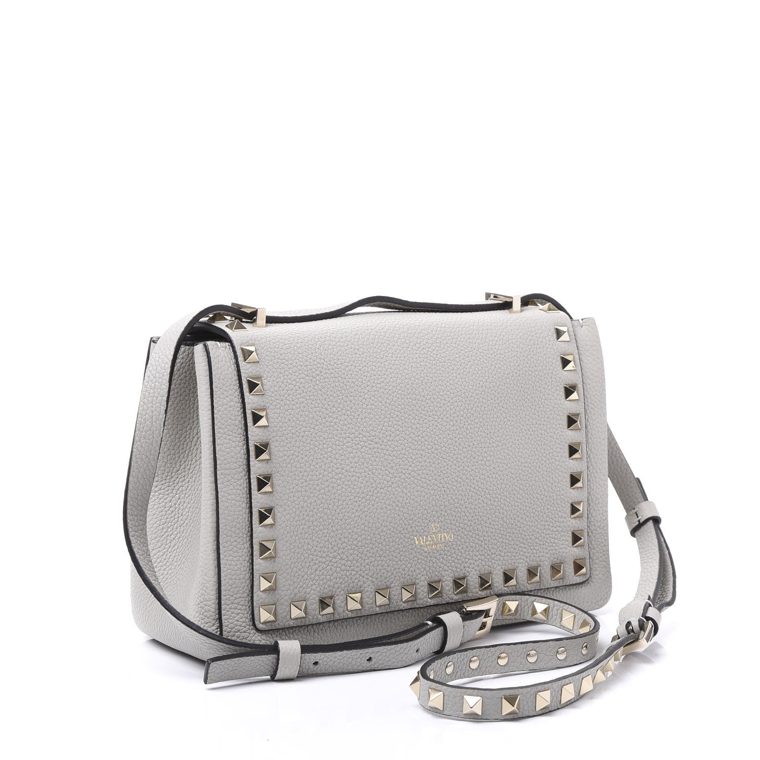 Valentino Garavani Grained Calfskin Small Rockstud Crossbody Opal Grey 2 of 9
