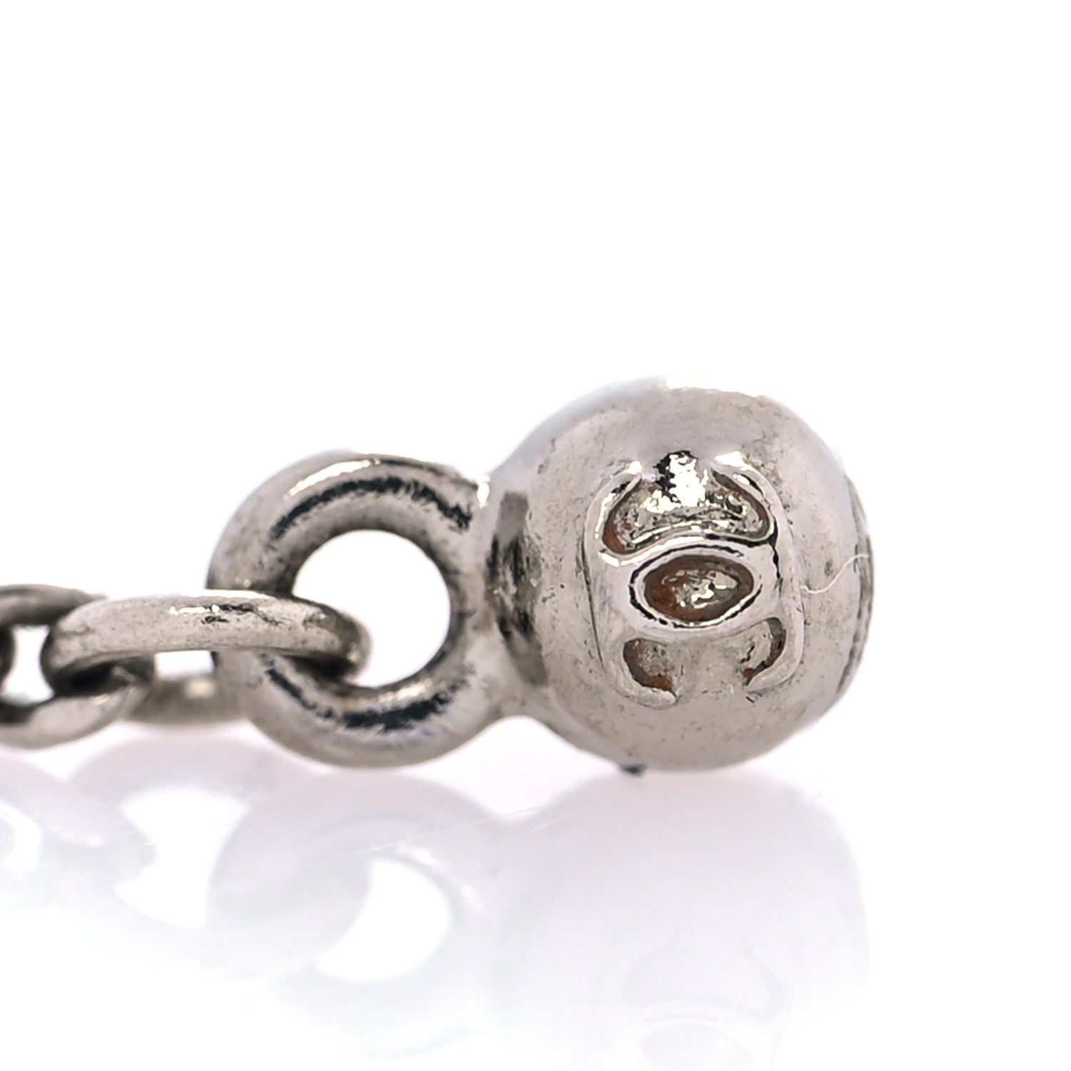 Chanel Baguette Crystal CC Drop Earrings Silver 4 of 5