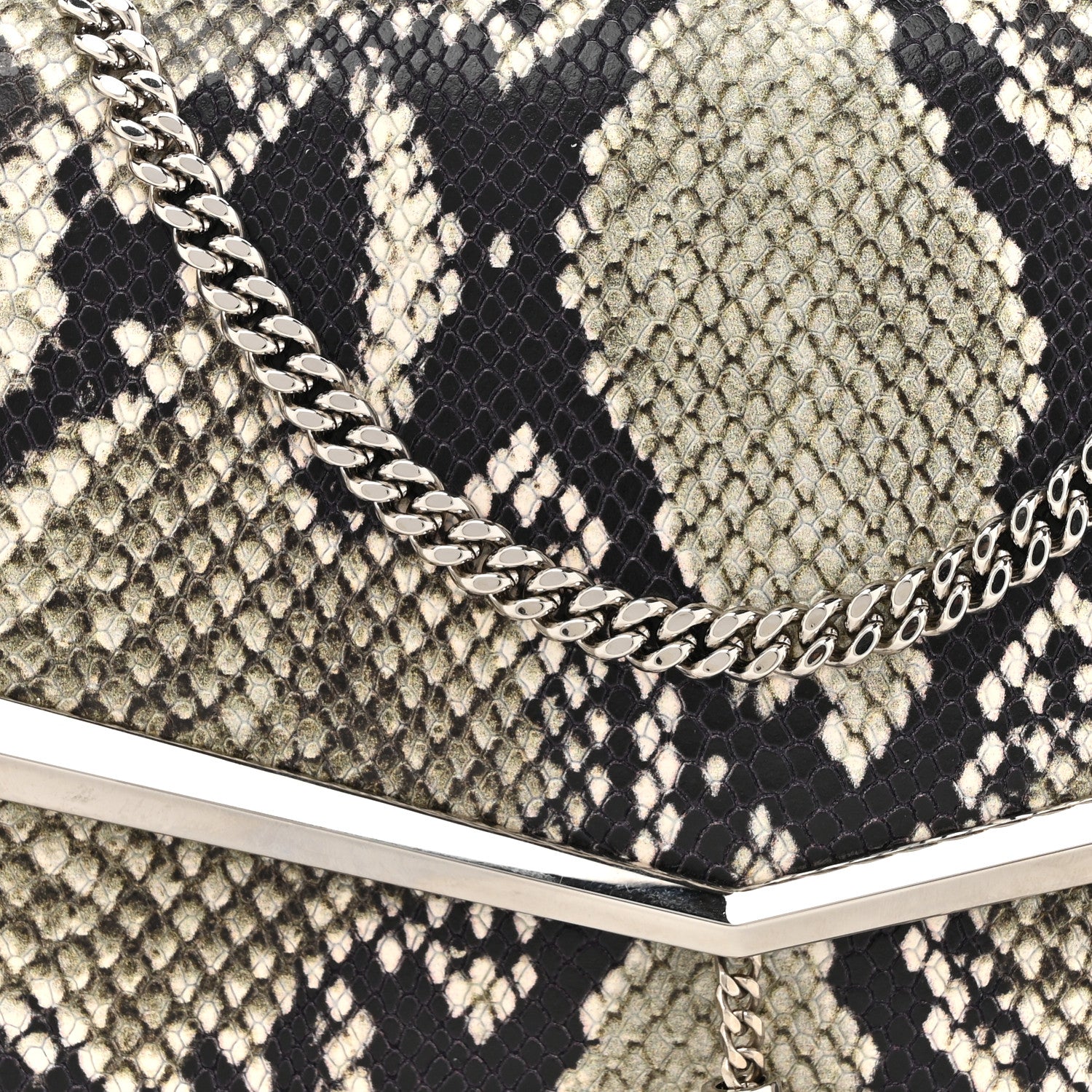 Jimmy Choo Calfskin Snakeskin Embossed Elish Chain Clutch Multicolor 7 of 9