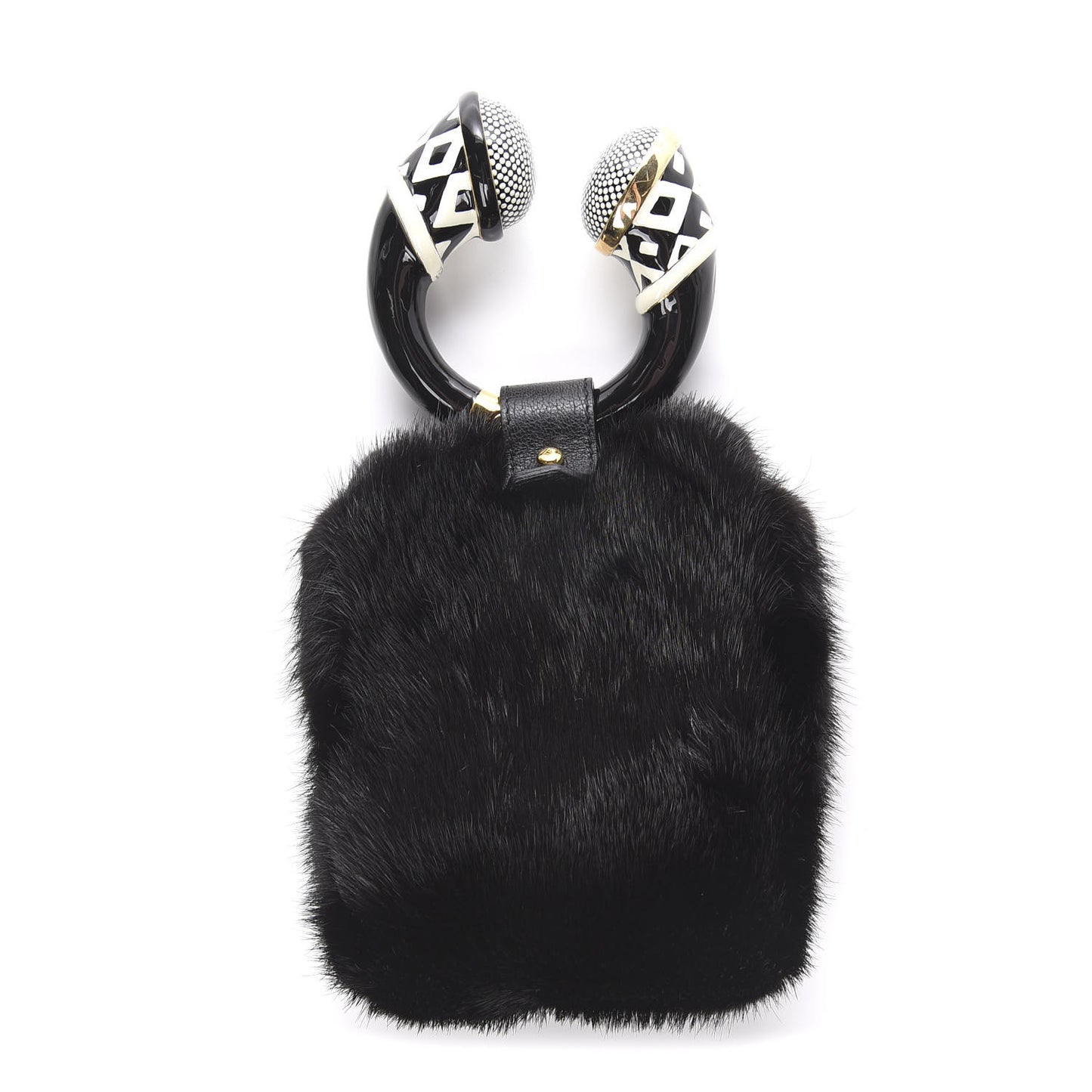 Mink Fur Bracelet Bag Black