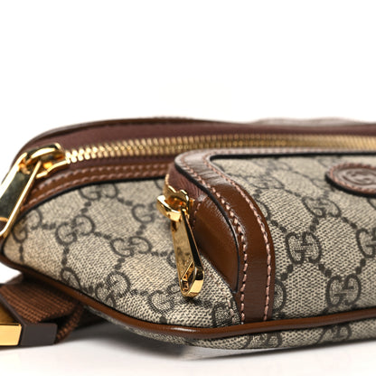 Gucci GG Supreme Monogram Textured Calfskin Retro Interlocking G Belt Bag Beige Ebony Brown Sugar 9 of 11