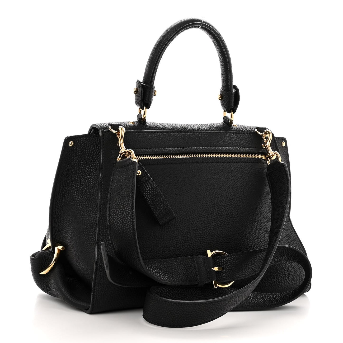 Grained Calfskin Sofia Satchel Black