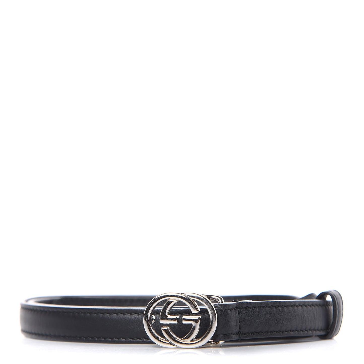 Moon Calfskin Nickel Interlocking G 20mm Belt 90 36 Black