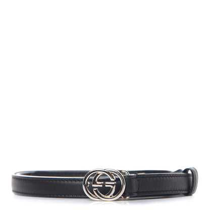 Gucci Moon Calfskin Nickel Interlocking G 20mm Belt 90 36 Black 1 of 7