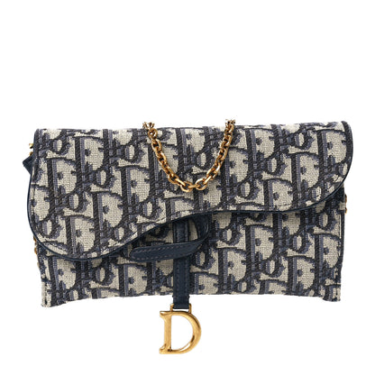 Christian Dior Oblique Saddle Chain Long Wallet Blue 1 of 13