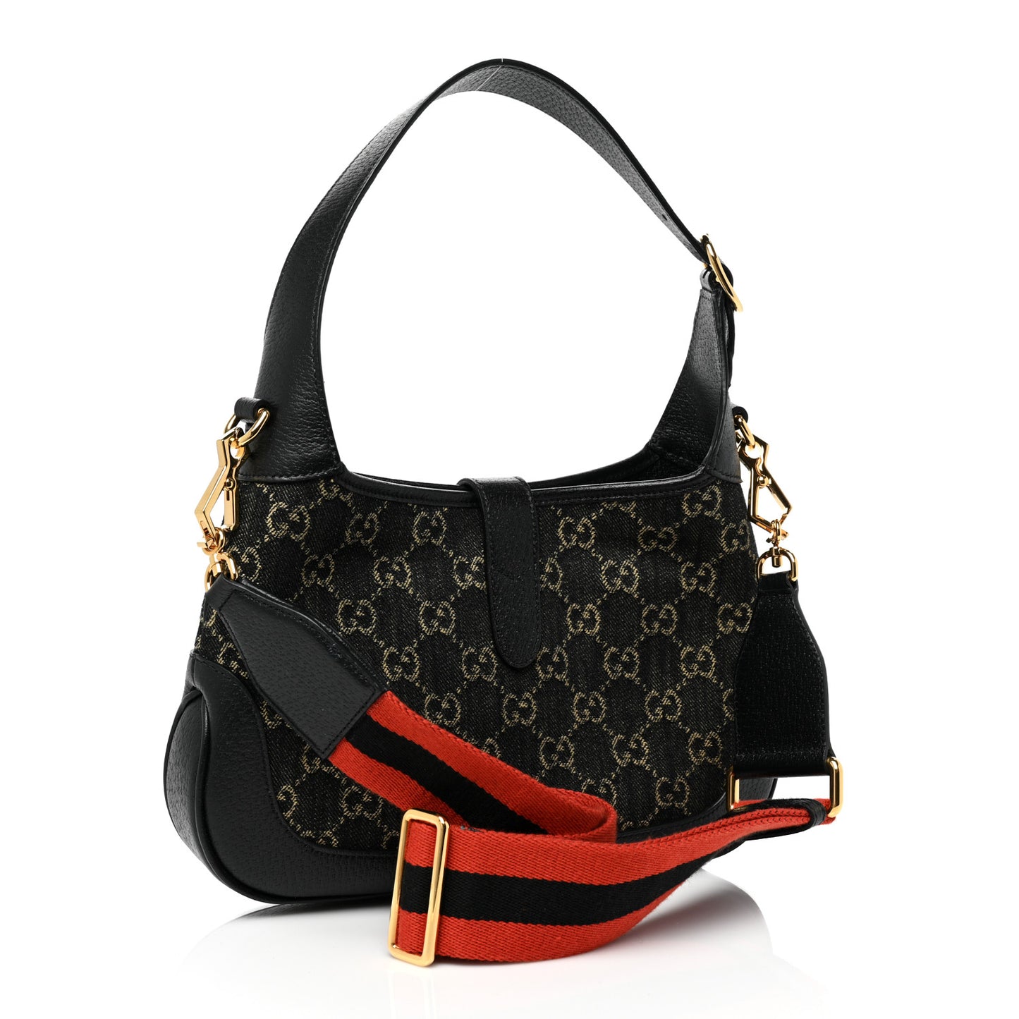 Jacquard Denim GG Monogram Small Jackie 1961 Hobo Black Ivory