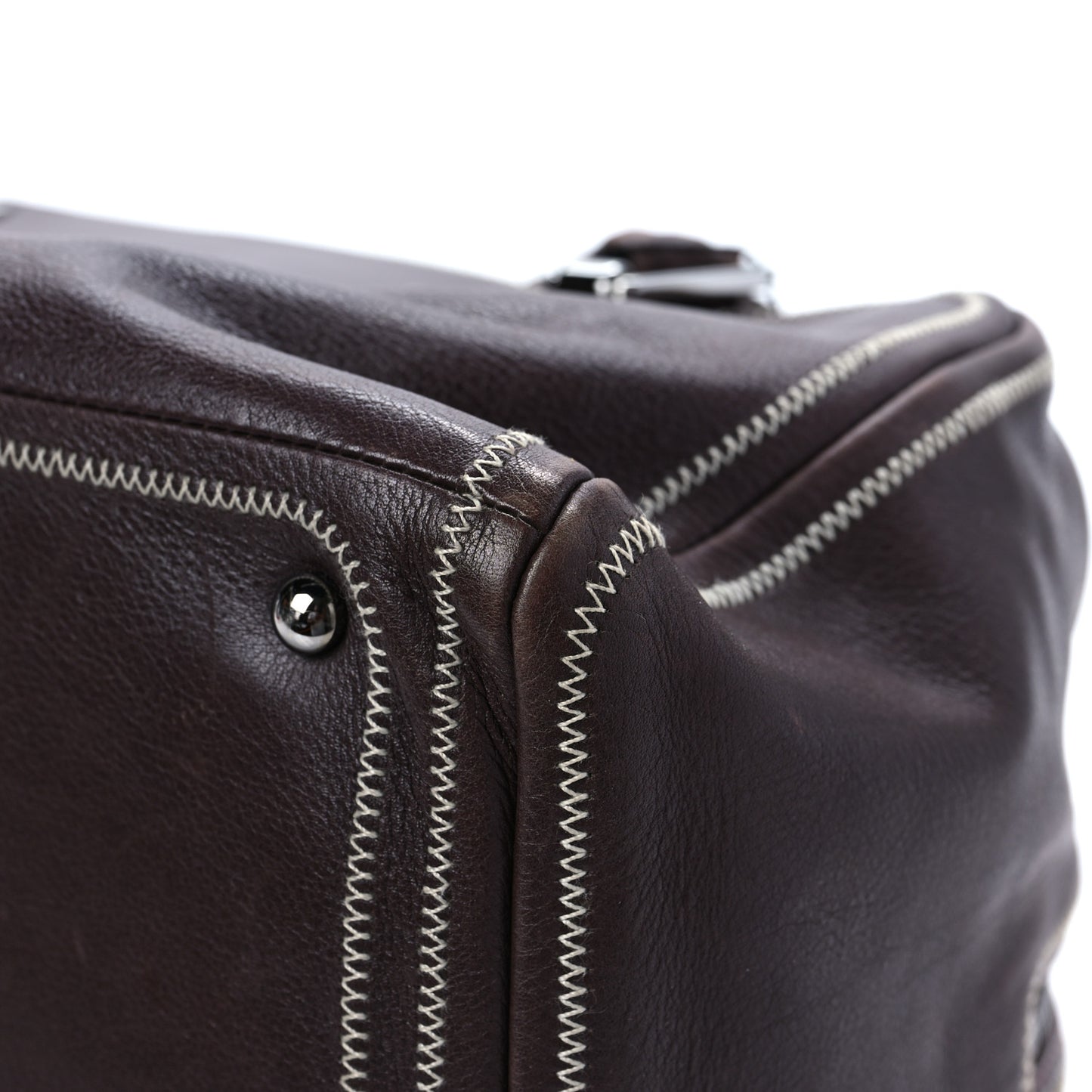 Deerskin Stitched Medium Bowler Brown