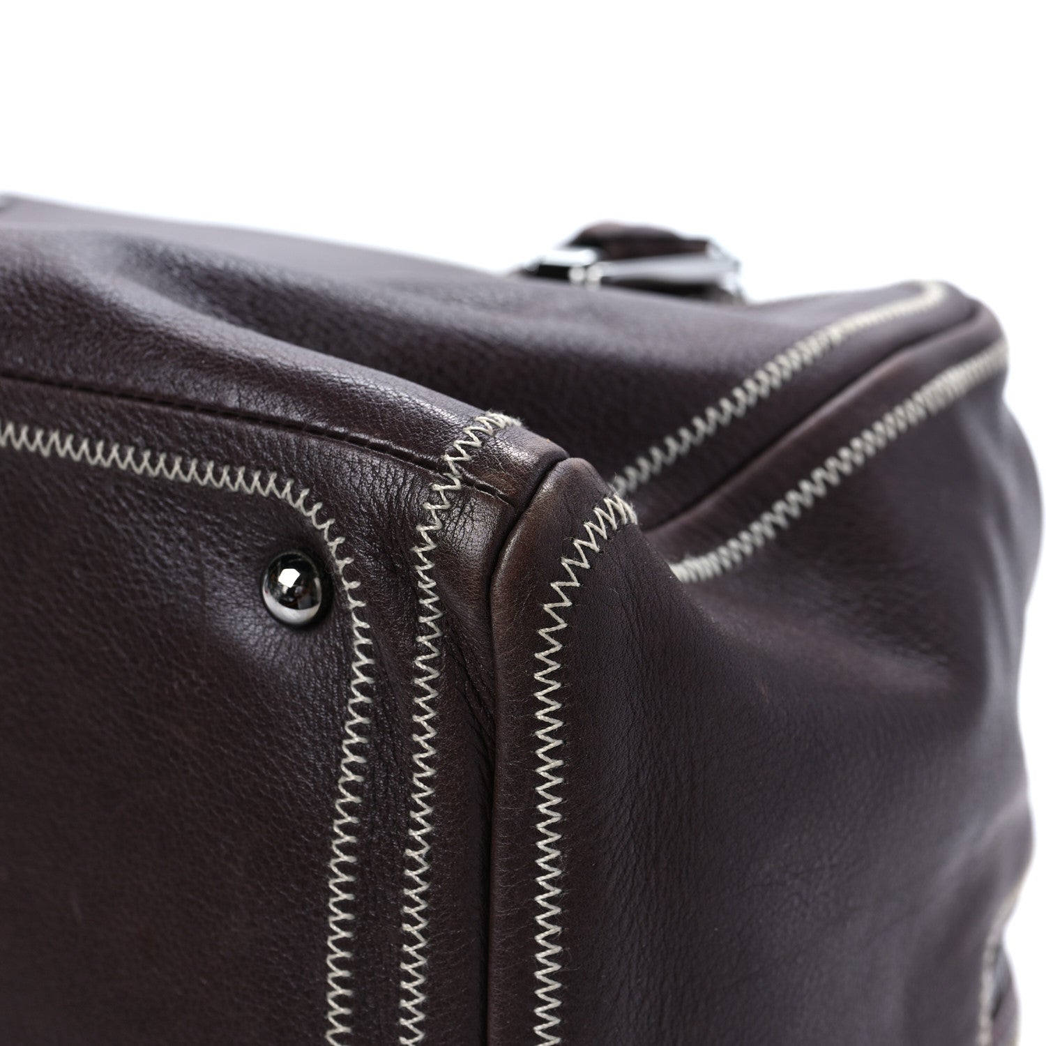 Chanel Deerskin Stitched Medium Bowler Brown 9 of 11