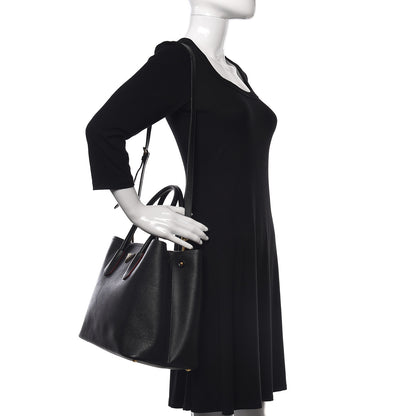 Prada Saffiano Cuir Large Double Bag Black Fuoco 2 of 18