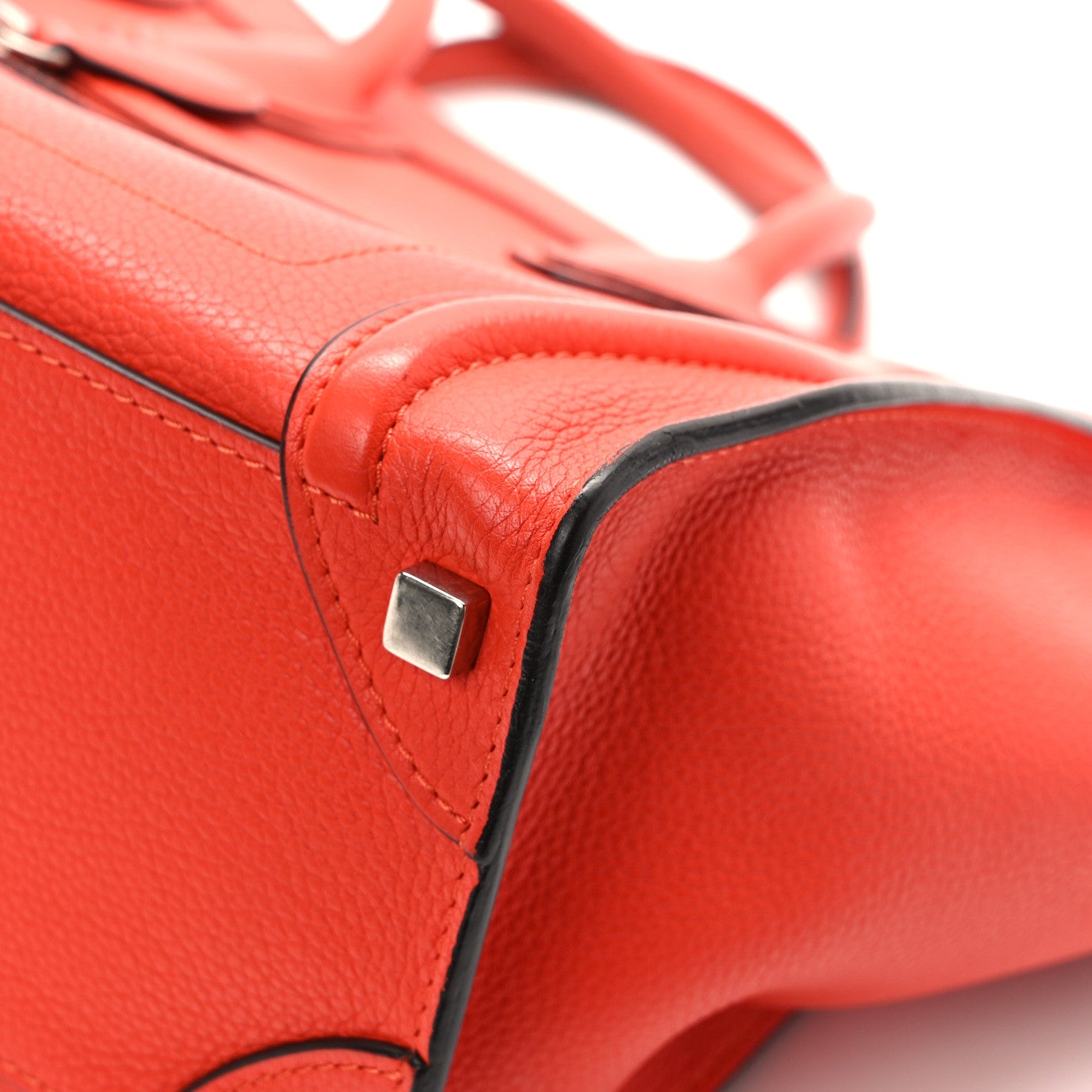 Celine Drummed Calfskin Micro Luggage Vermillion 12 of 17