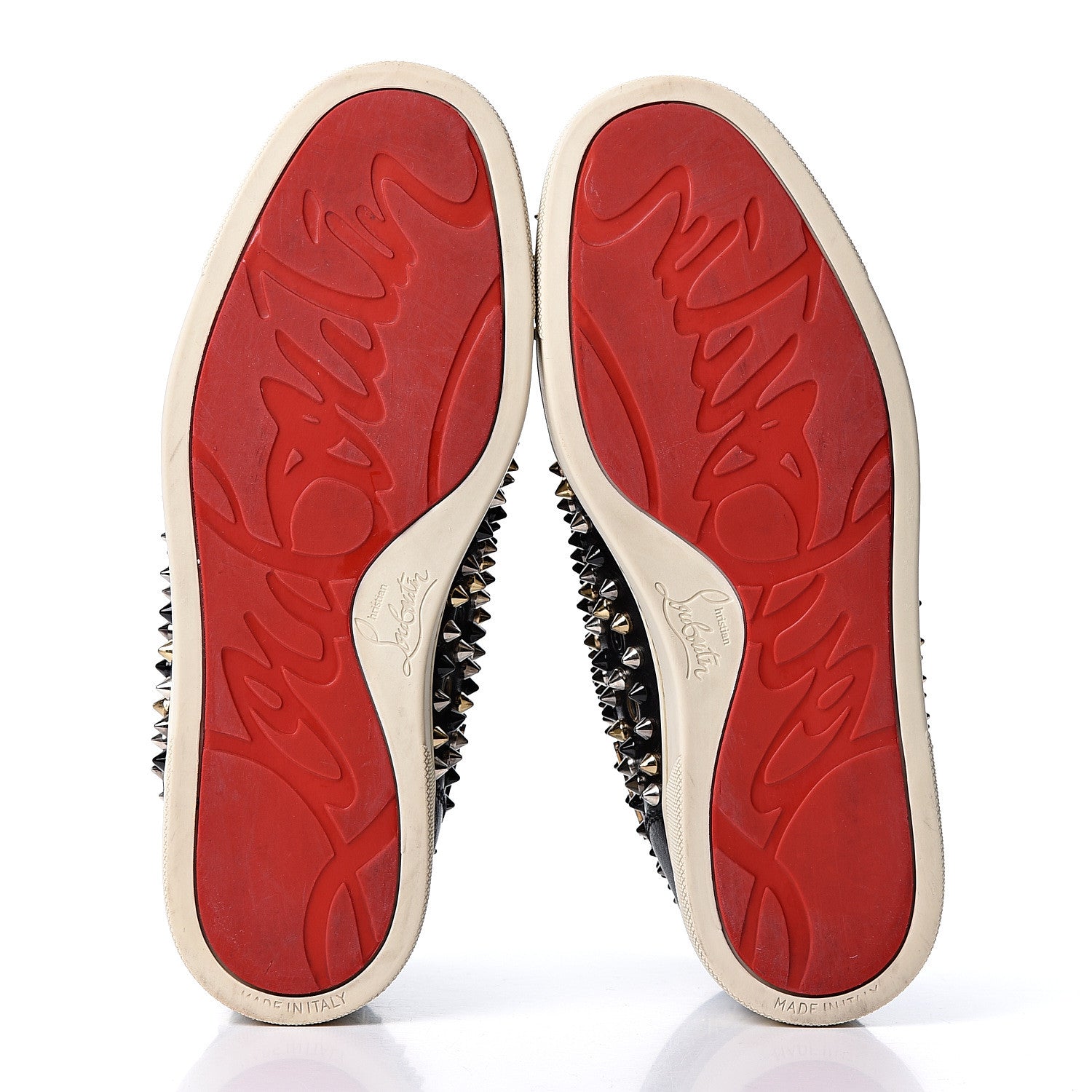 Christian Louboutin Calfskin Womens Louis Spikes Flat Sneakers 37 Black Multi 6 of 11