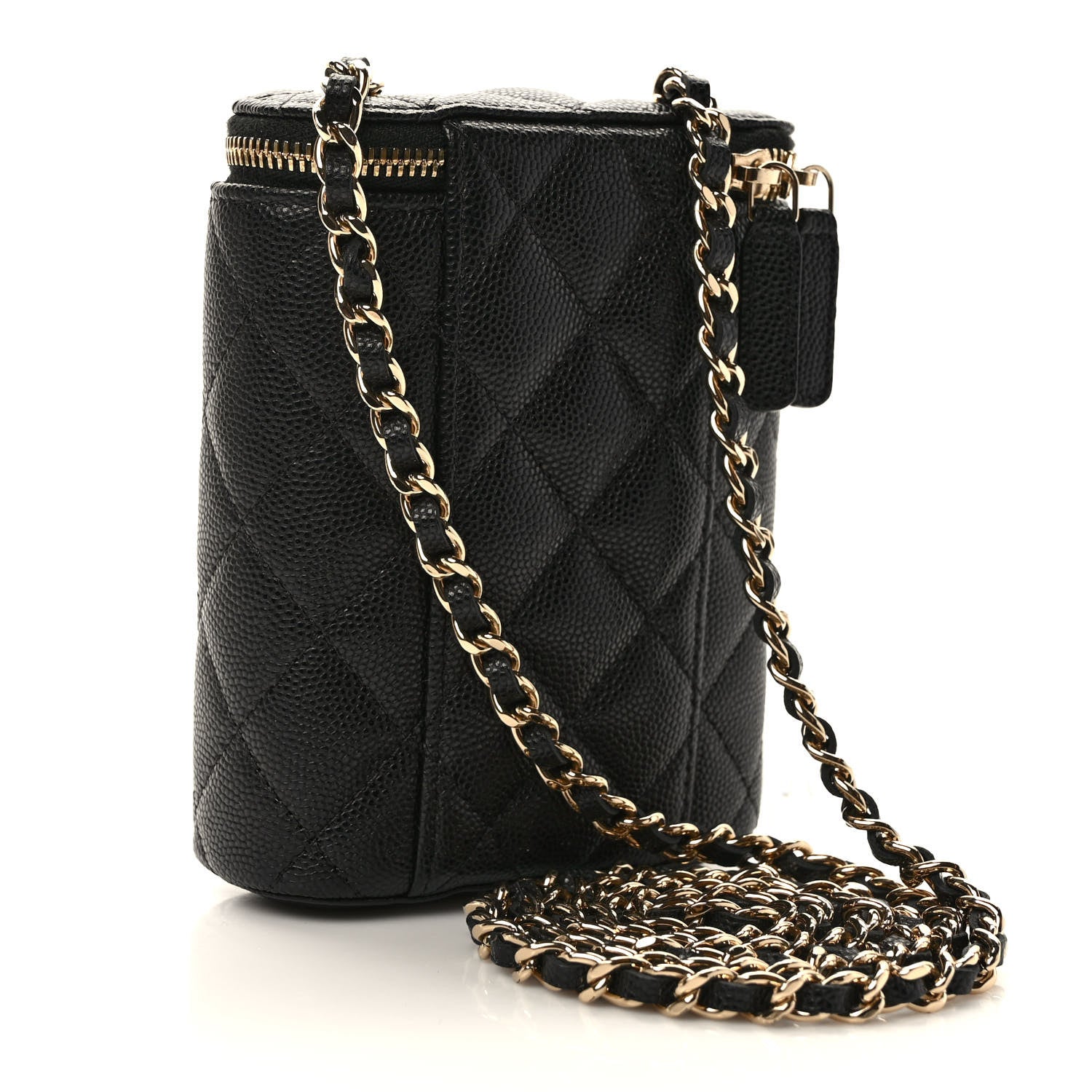 Chanel Caviar Quilted Small Vertical Coco Beauty Vanity Case With Chain Black 3 of 10