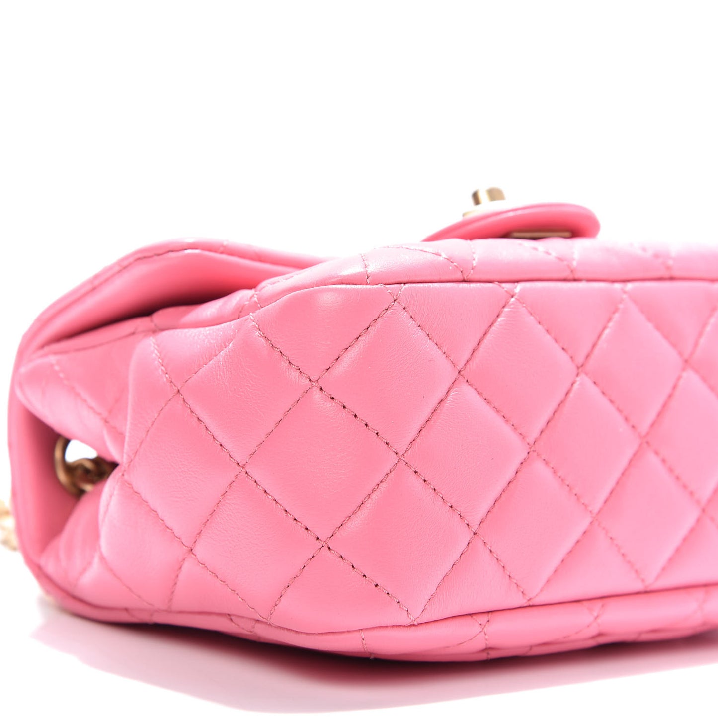 Lambskin Resin Quilted Mini Pearl Samba Square Flap Pink