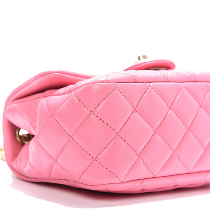 Chanel Lambskin Resin Quilted Mini Pearl Samba Square Flap Pink 6 of 10