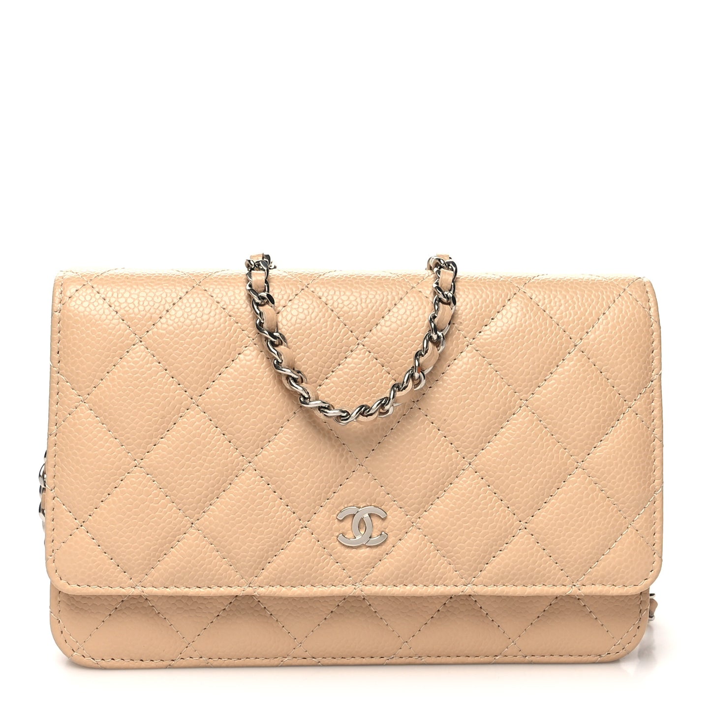 Caviar Quilted Wallet On Chain WOC Beige
