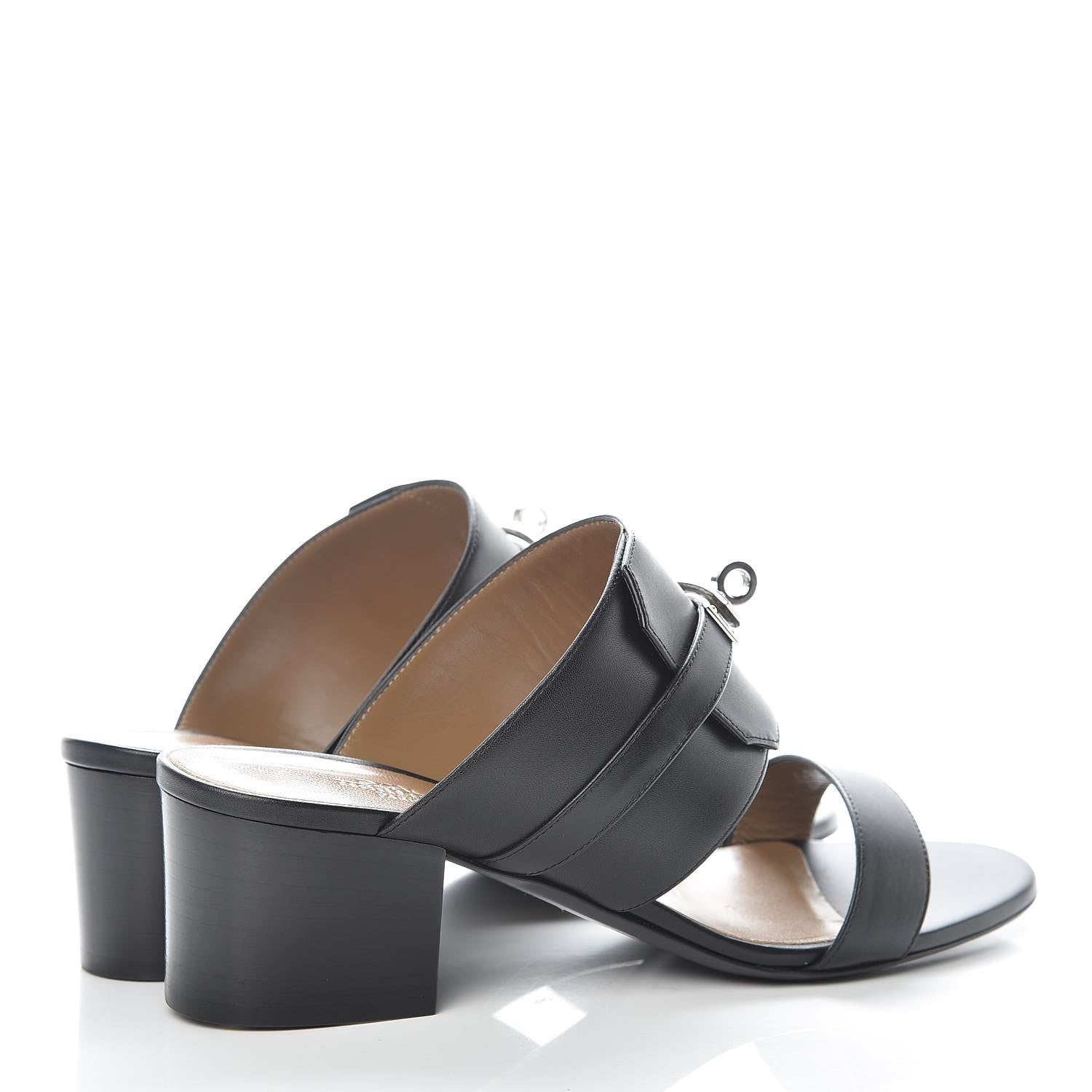 Hermes Calfskin Ovation Buckle Sandals 38 Black 4 of 8