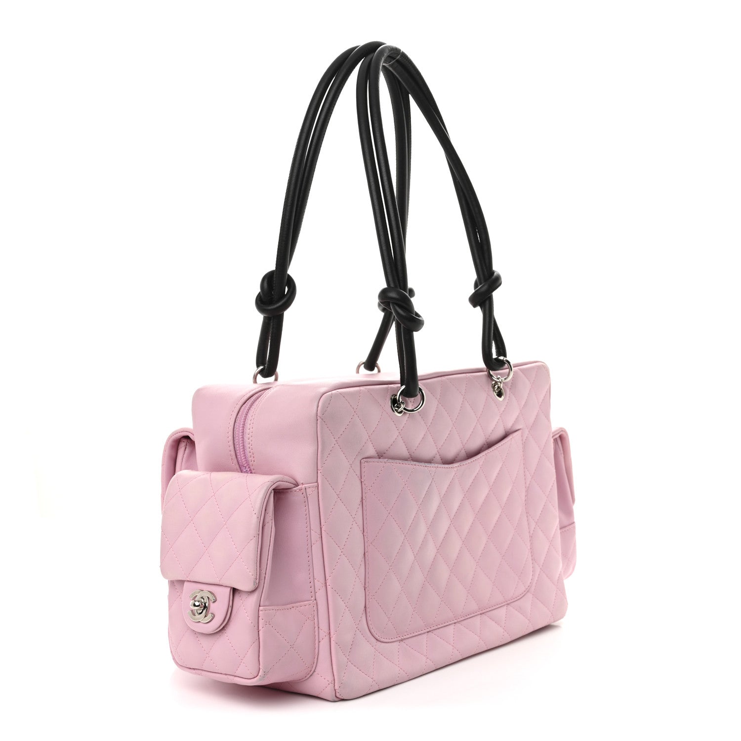 Chanel Calfskin Quilted Large Cambon Multipocket Reporter Pink Black 3 of 11