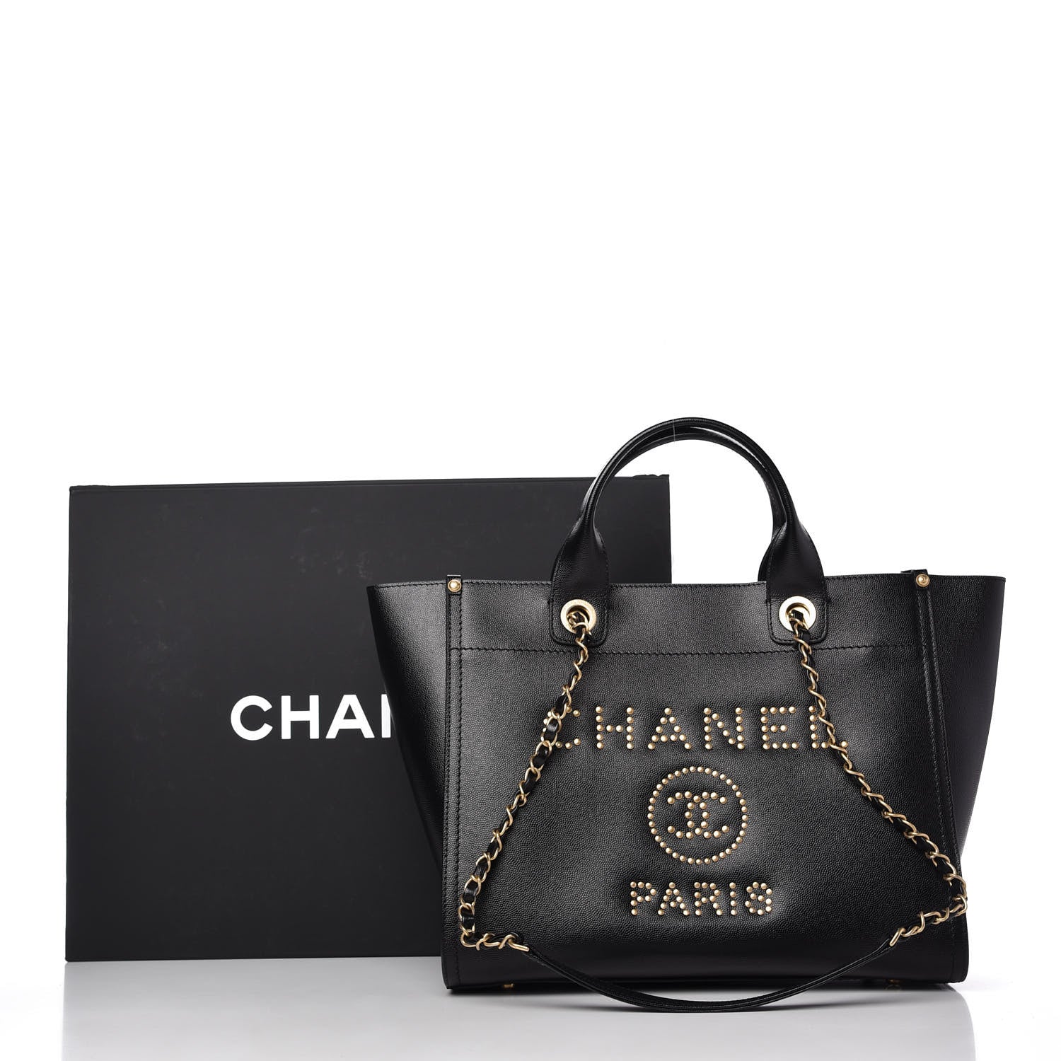 Chanel Caviar Small Studded Deauville Tote Black 11 of 13