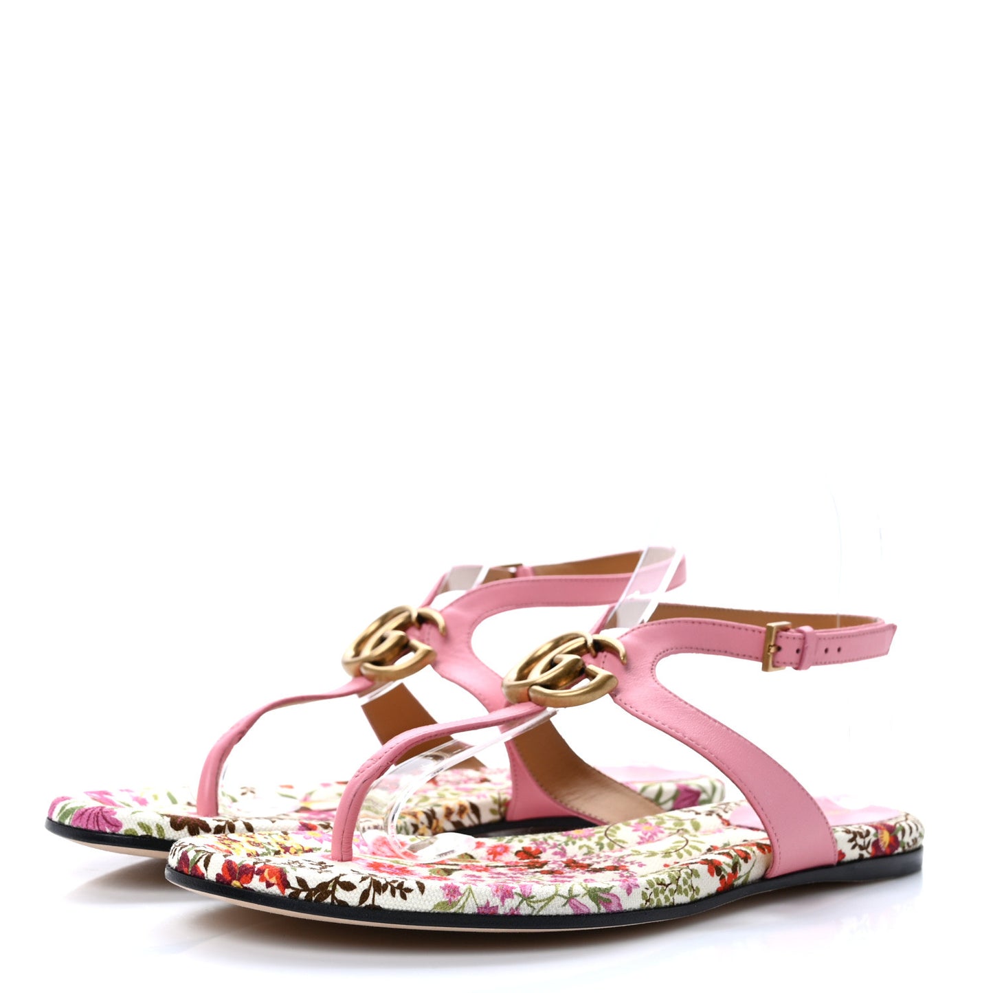 Calfskin Double G Thong Flat Sandals 38 Butterfly Pink