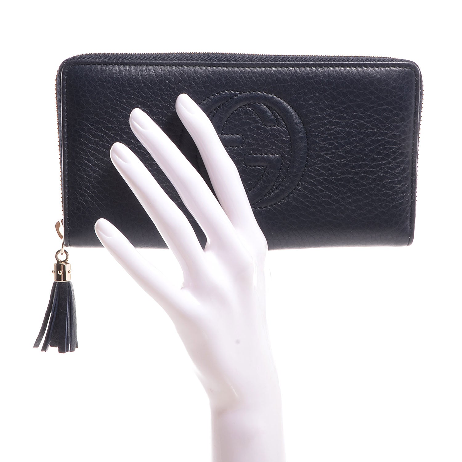 Gucci Pebbled Calfskin Soho Zip Around Wallet Blue 2 of 8