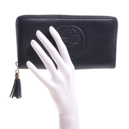 Gucci Pebbled Calfskin Soho Zip Around Wallet Blue 2 of 8