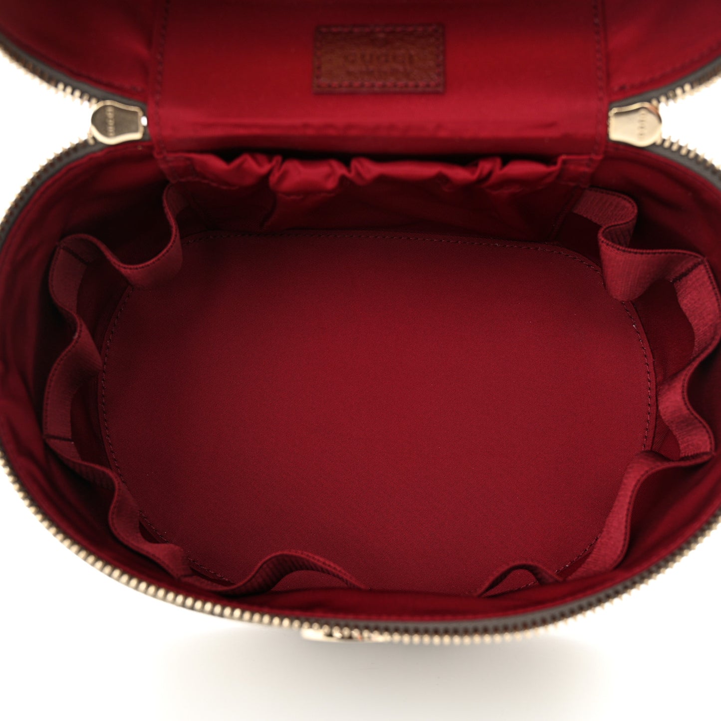 GG Supreme Monogram Ancora Calfskin Vanity Cosmetic Case Beige Ebony Rosso