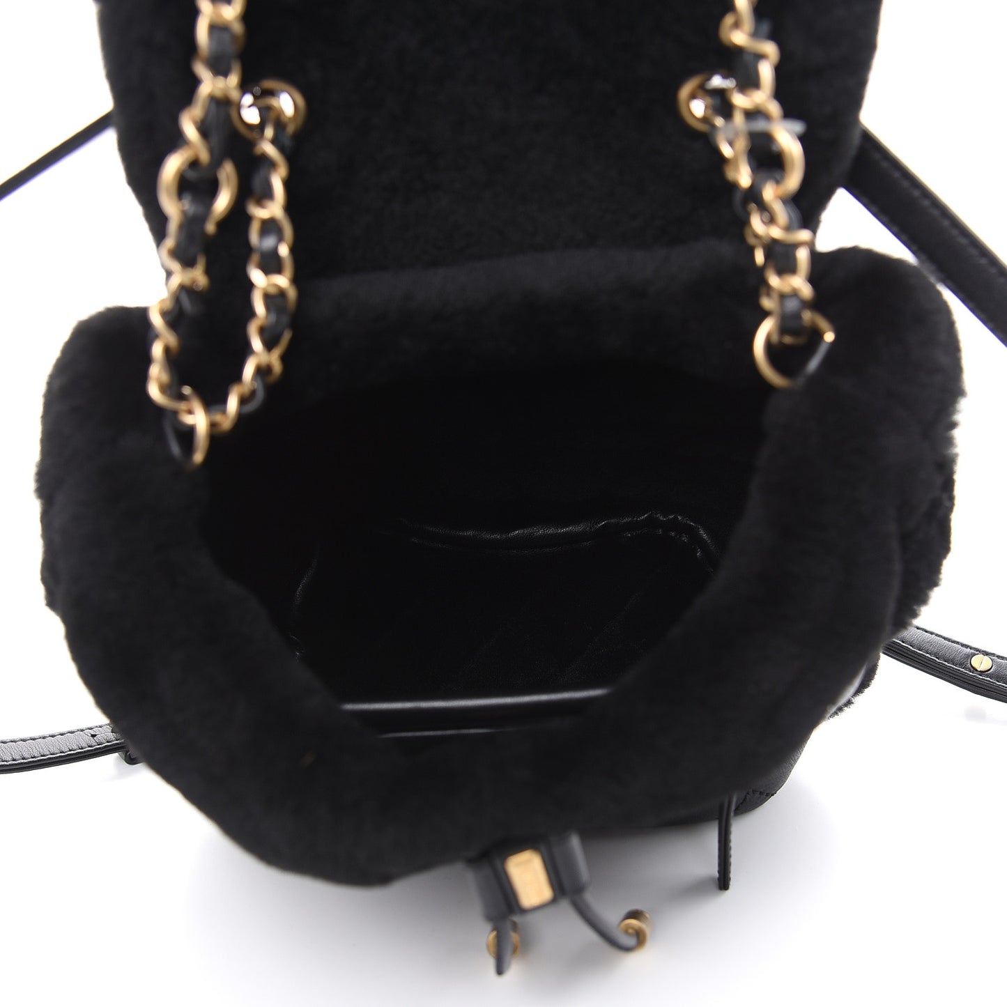 Lambskin Shearling Quilted CC Backpack Black