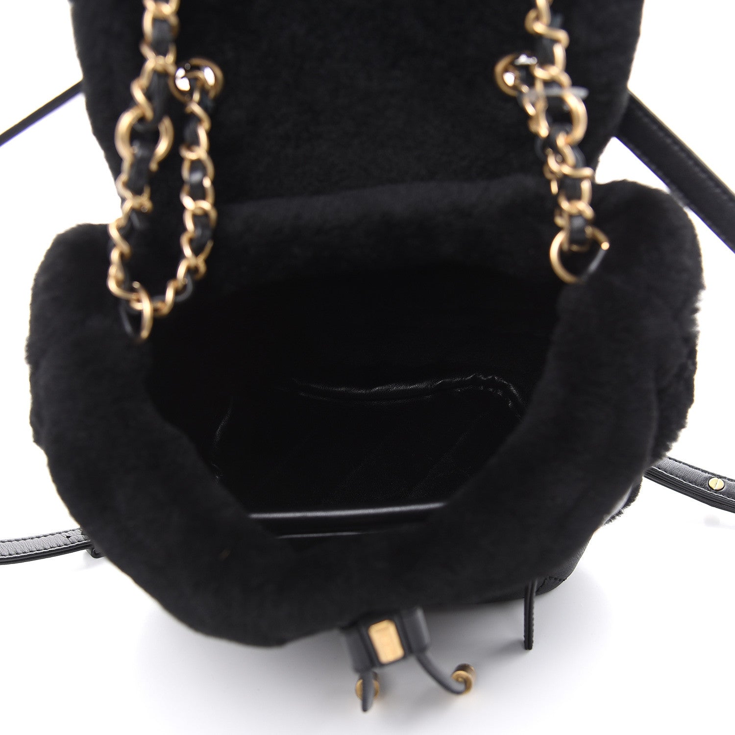 Chanel Lambskin Shearling Quilted CC Backpack Black 5 of 8