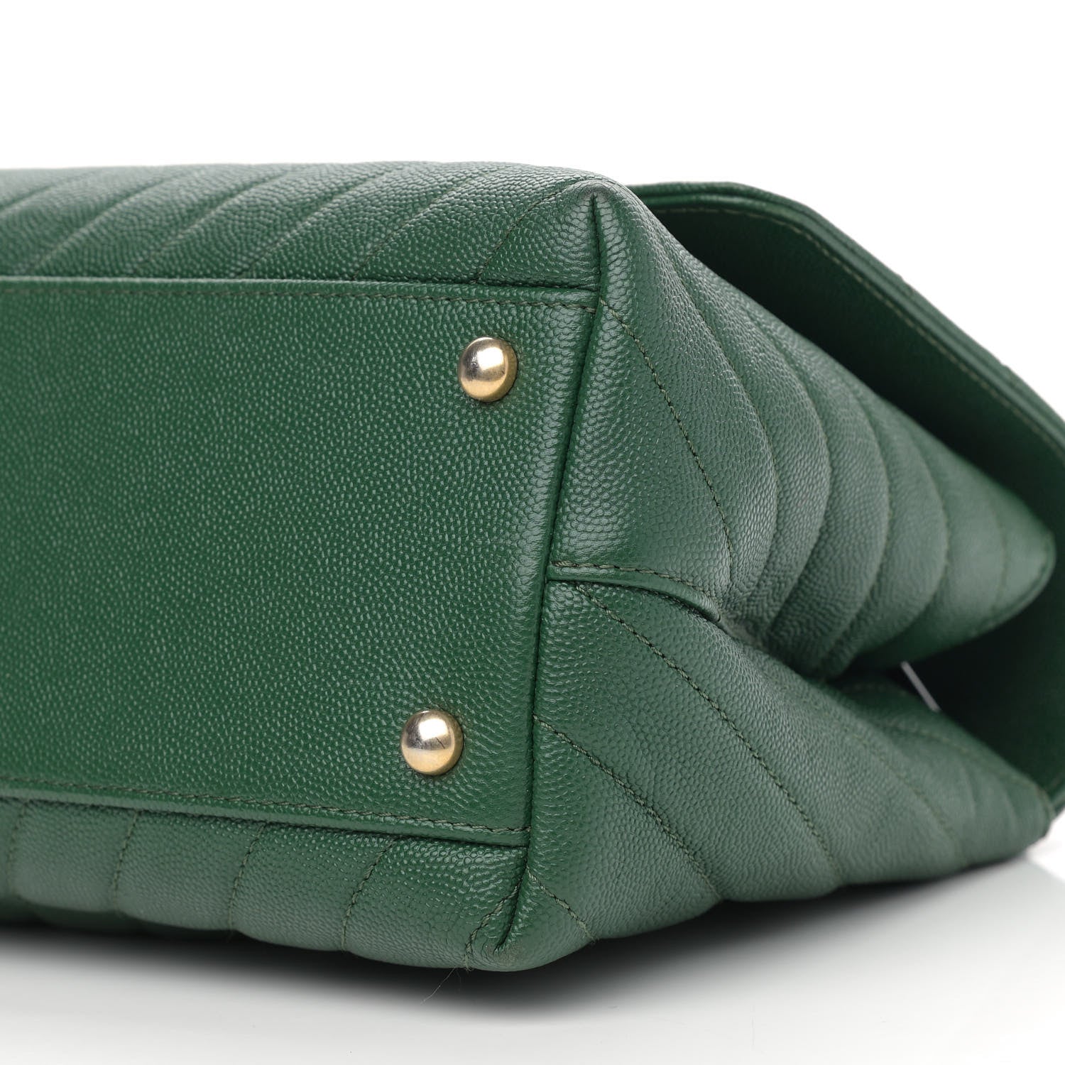 Chanel Caviar Chevron Quilted Small Coco Handle Flap Green 10 of 10