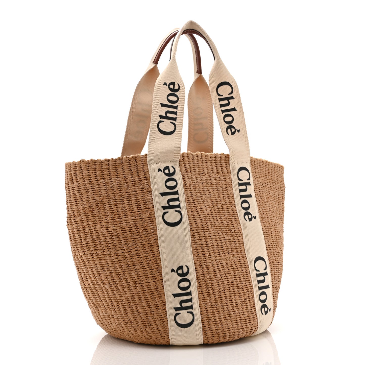 Raffia Medium Woody Tote White