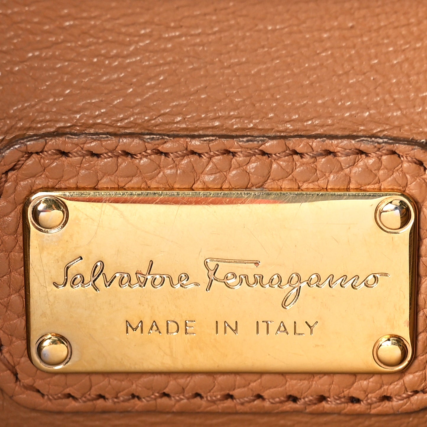Grained Calfskin Sofia Satchel Brown