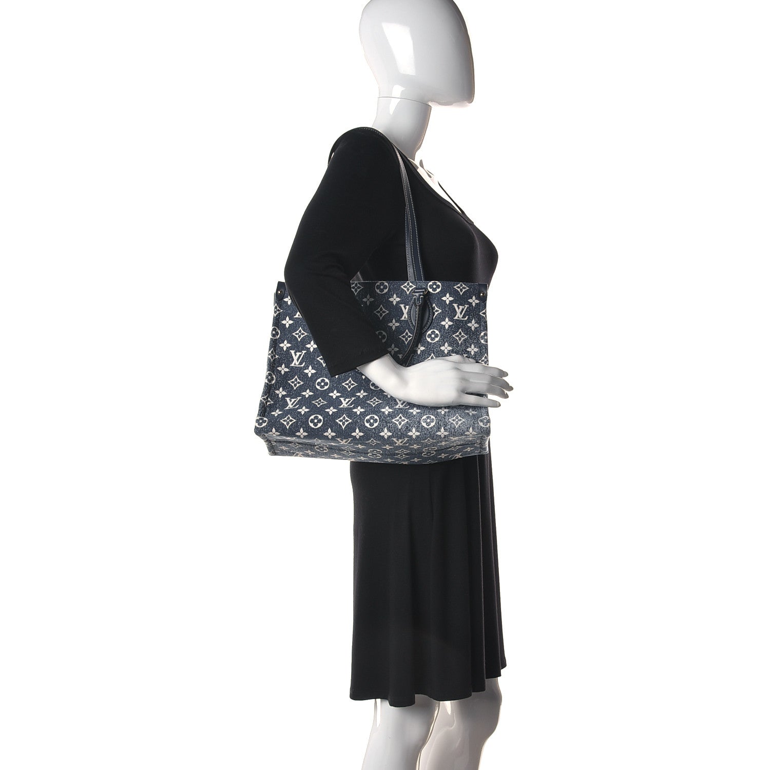 Louis Vuitton Monogram Jacquard Denim Onthego MM Bleu 2 of 9