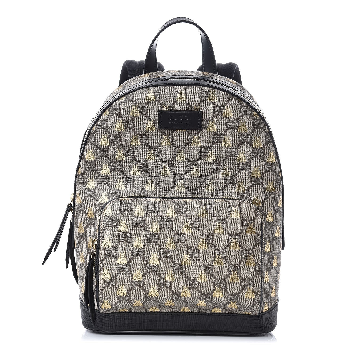 Gucci GG Supreme Monogram Bees Print Small Day Backpack Beige Oro Black 1 of 7