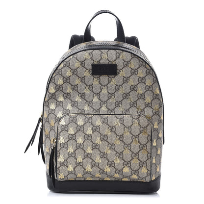 Gucci GG Supreme Monogram Bees Print Small Day Backpack Beige Oro Black 1 of 7