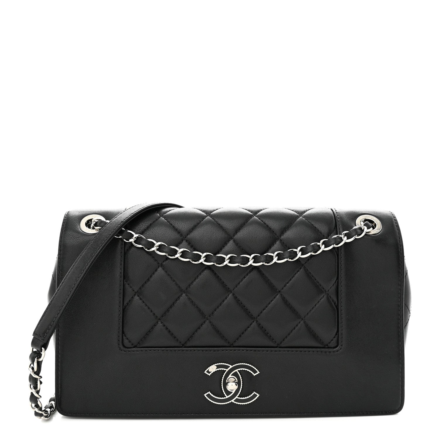 Chanel Sheepskin Quilted Vintage Mademoiselle Flap Black 1 of 12