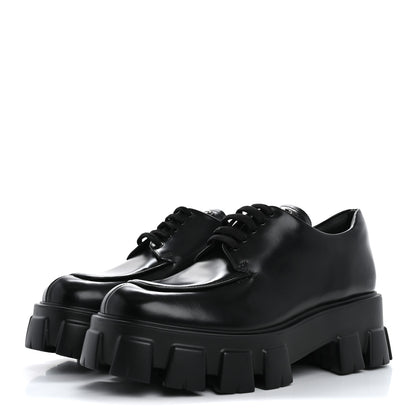 Prada Spazzolato Rois Monolith 55mm Derby Loafers 40.5 Black 4 of 11