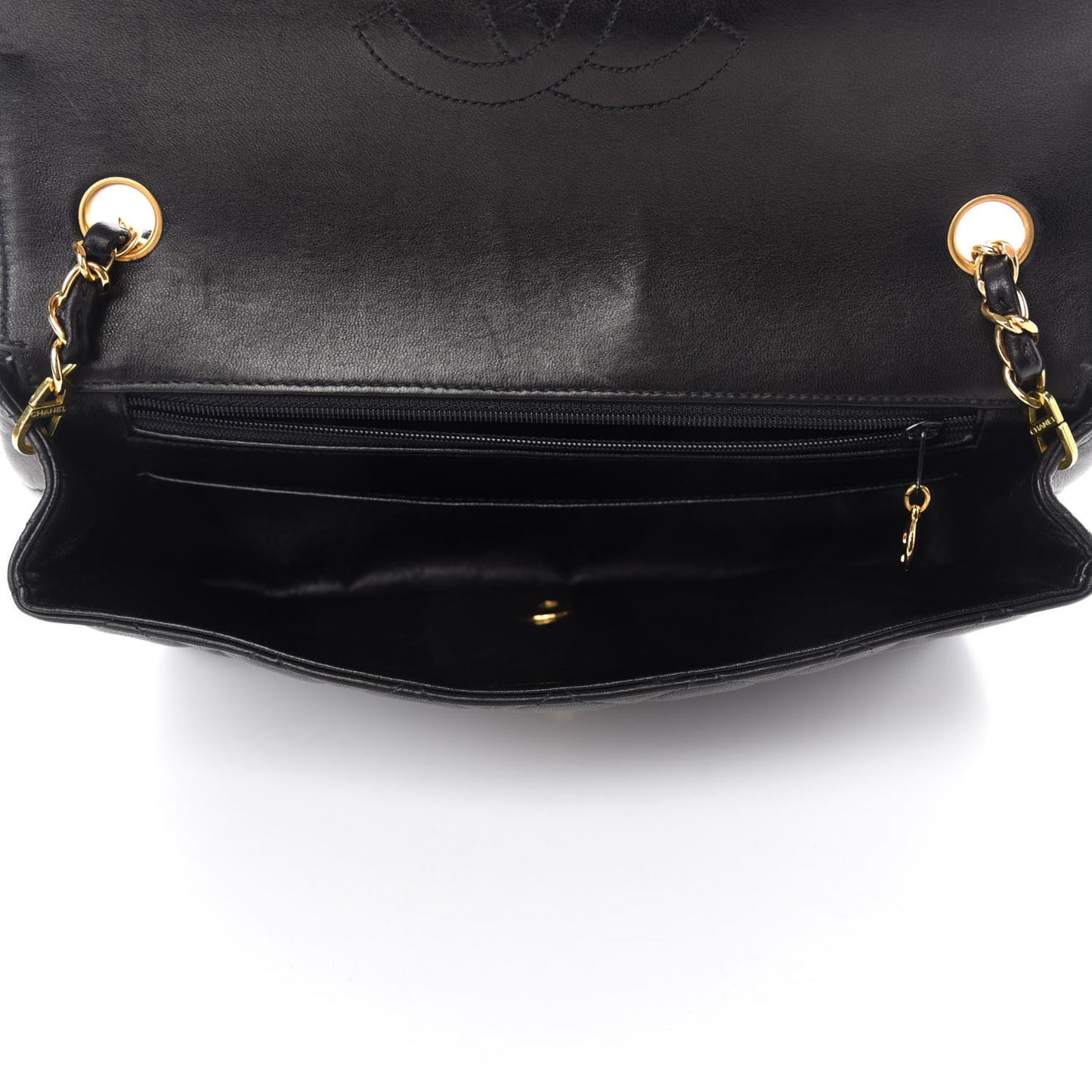 Lambskin Quilted Medium Single Flap Black