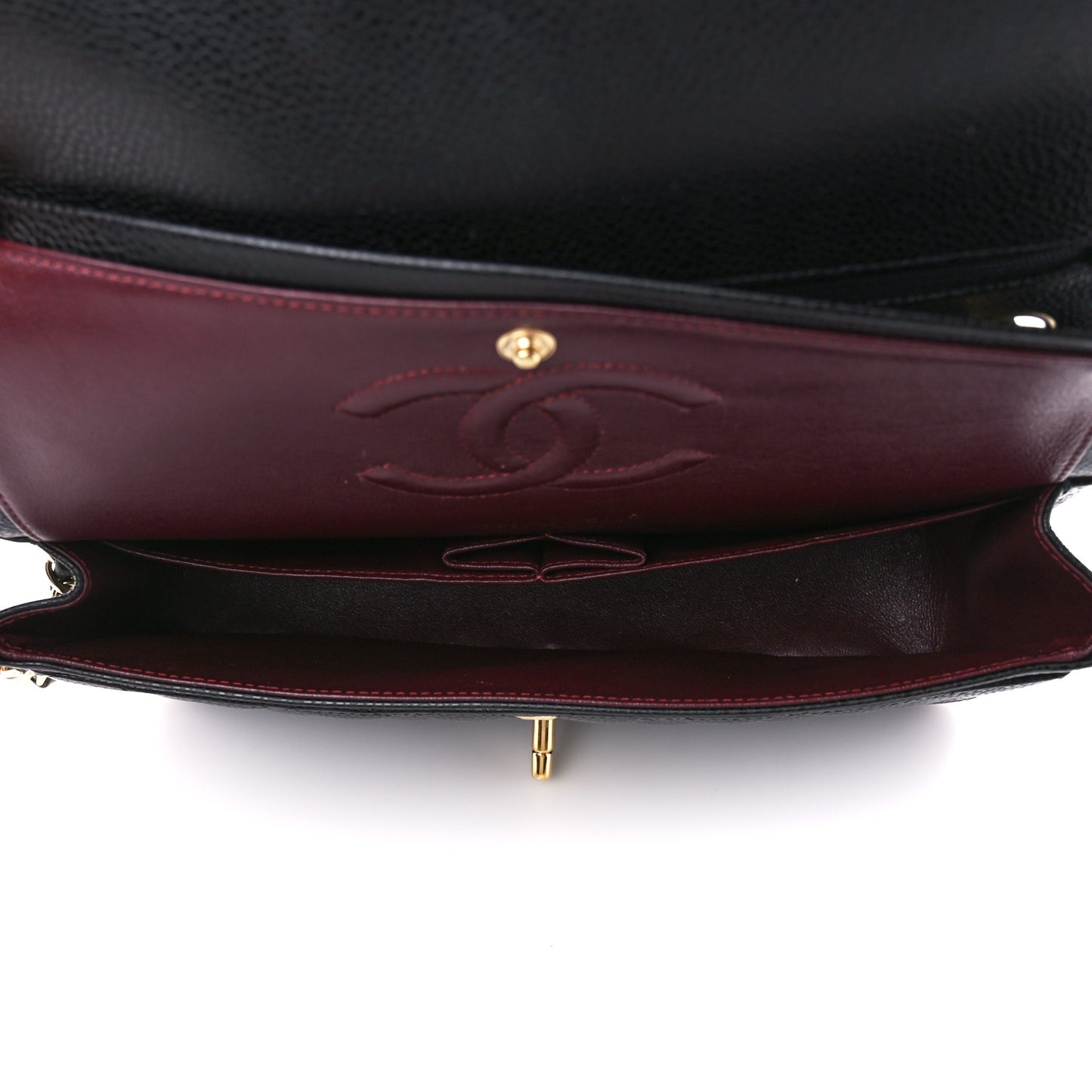 Caviar Quilted Medium Double Flap Black