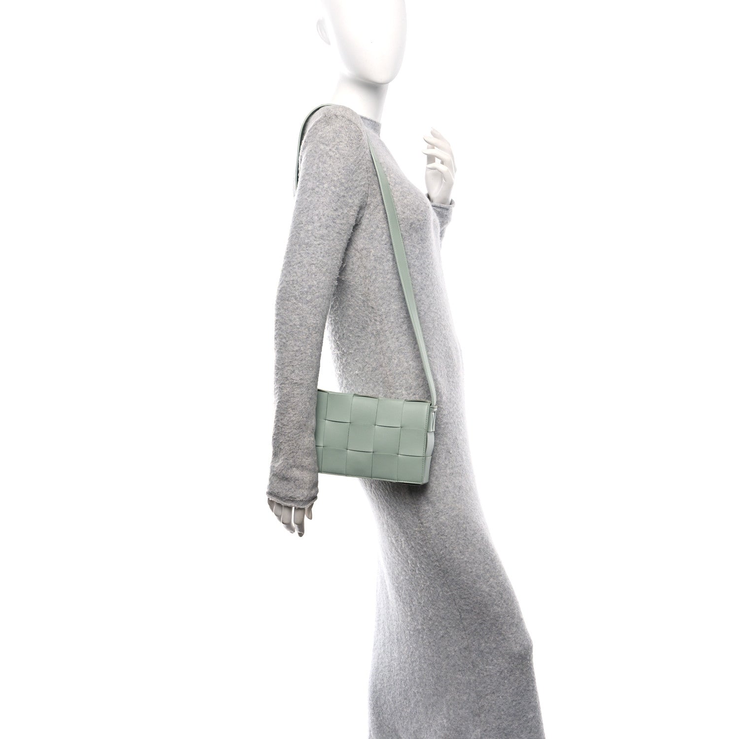 Bottega Veneta Lambskin Maxi Intreccio Small Cassette Crossbody Bag New Sauge 2 of 9