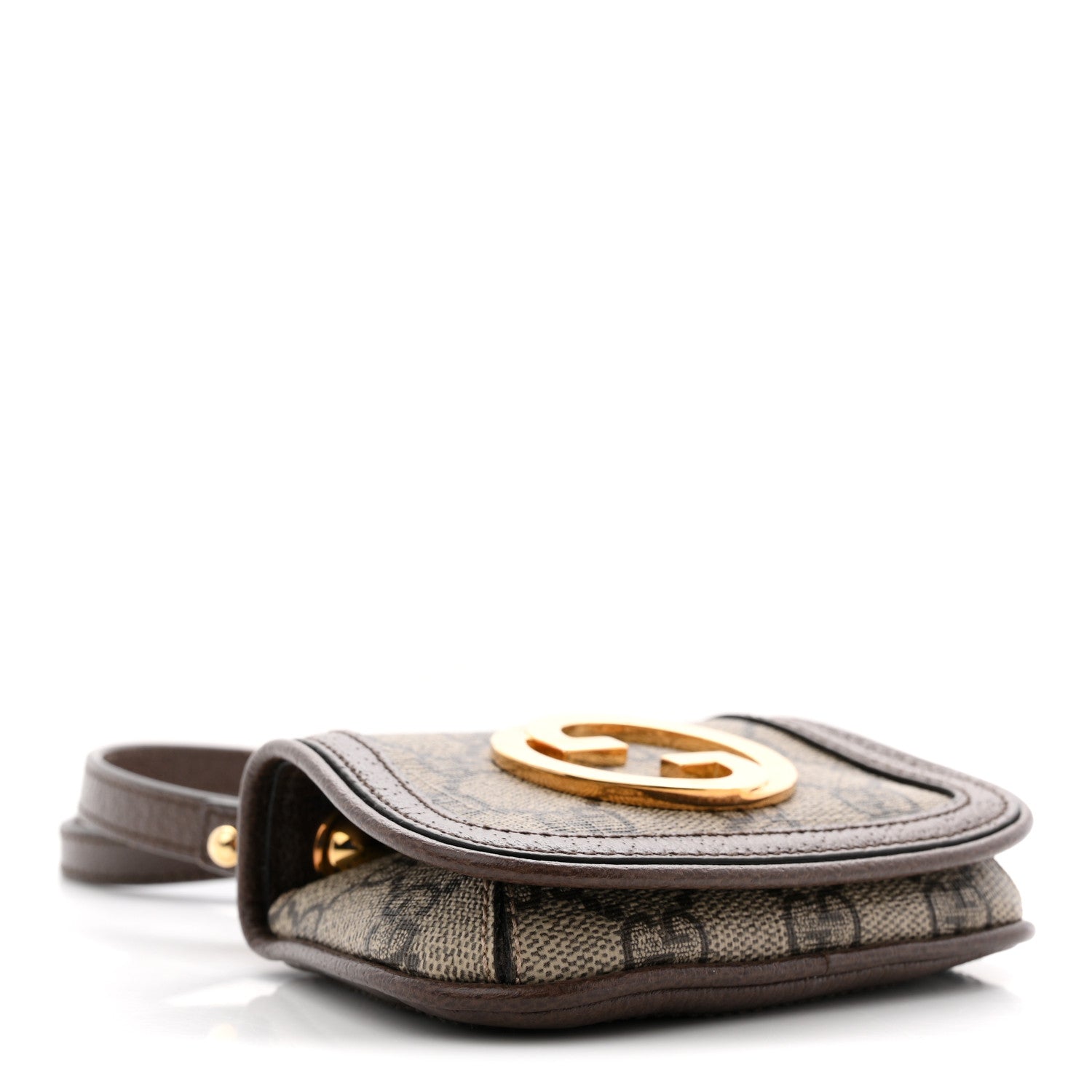 Gucci GG Supreme Monogram Textured Dollar Calfskin Blondie Card Case Wallet with Strap Beige Ebony New Acero 4 of 11