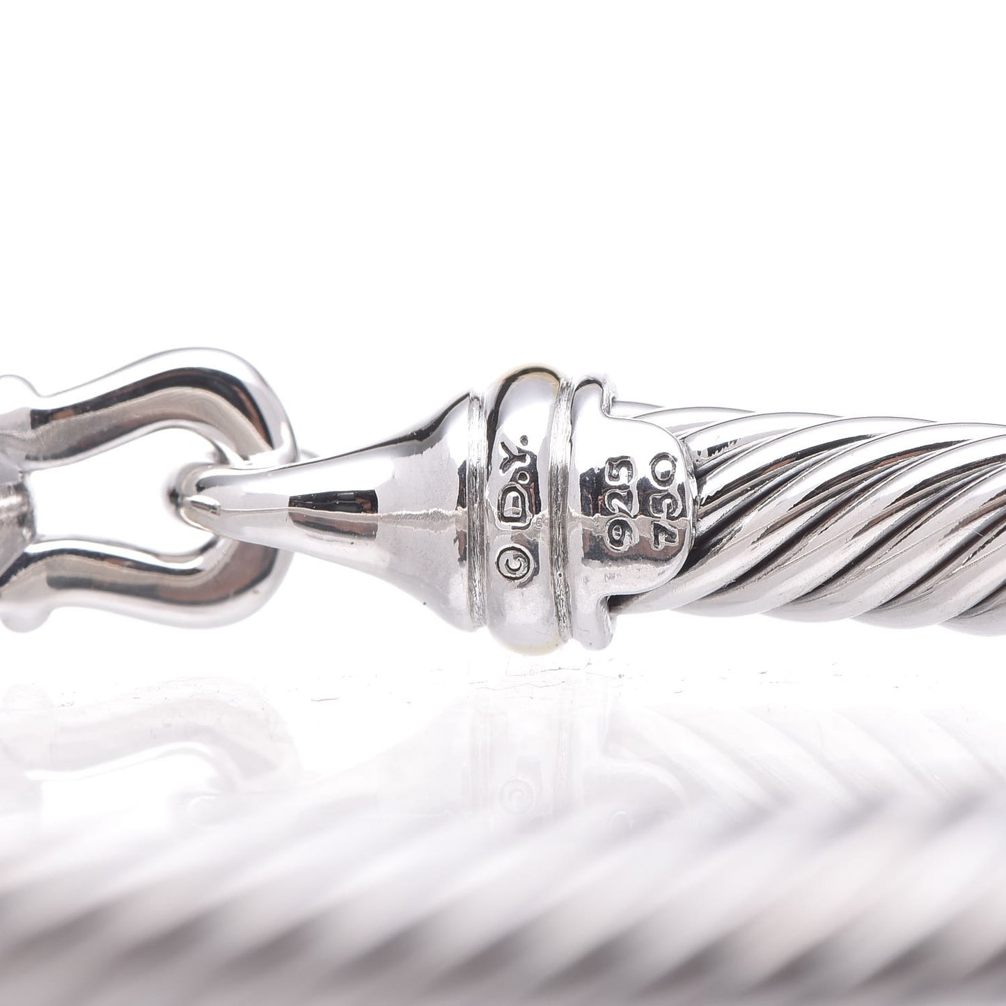 Sterling Silver 18K Yellow Gold 5mm Cable Classic Buckle Bracelet