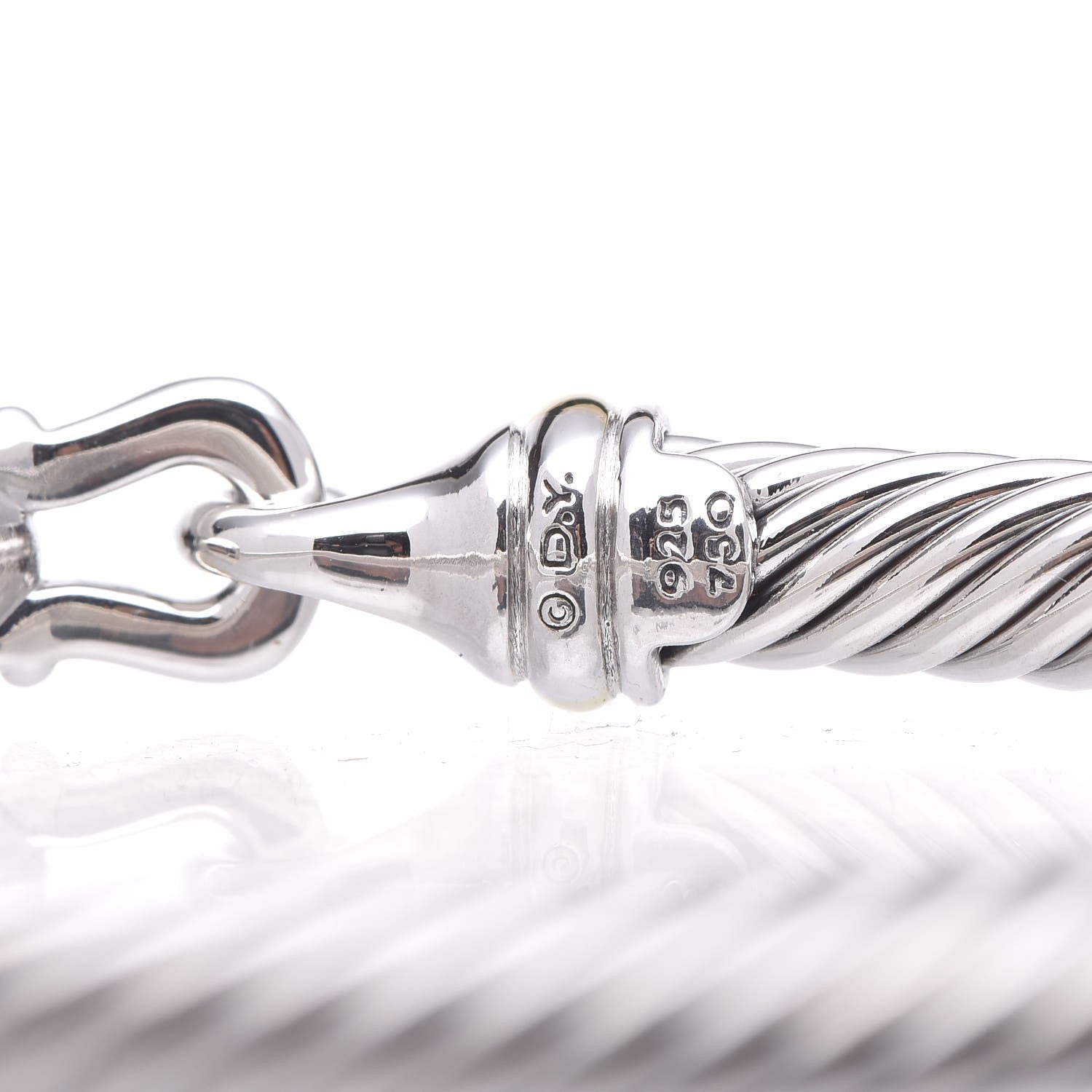 David Yurman Sterling Silver 18K Yellow Gold 5mm Cable Classic Buckle Bracelet 4 of 4